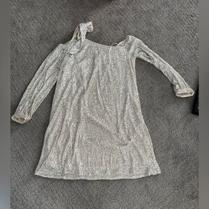 Cece silver sequin one shoulder with bow dress 
Size L